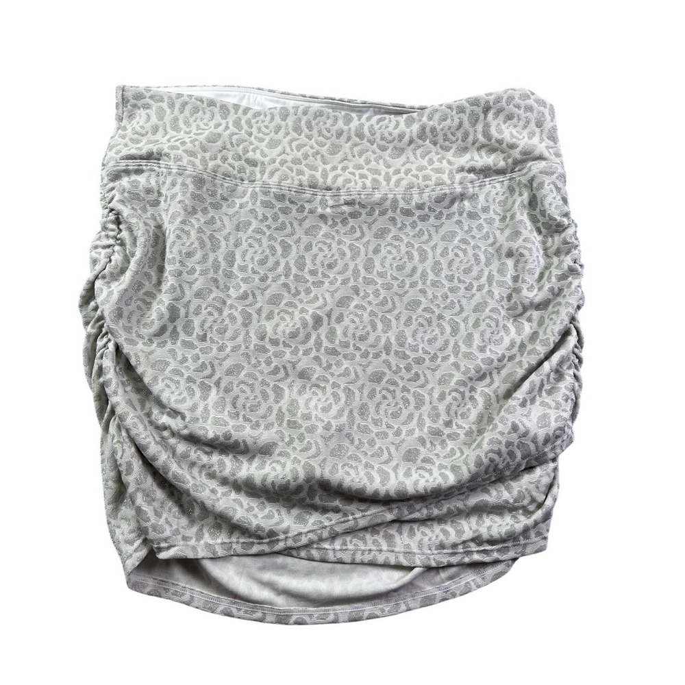 Halara Silver Glitter Rose Ruched Skort Athletic Skirt Built-in Shorts XL